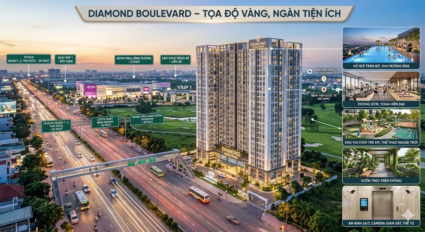 Tọa độ vàng, ngắm tiện ích tại Diamond Boulevard
